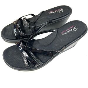 Skechers Women’s Size 11 Chunky Sandals Black Strappy Memory Foam #1790